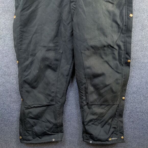 Carhartt Men's Bib Overalls 40x30 Black Square Neck Buckle Cargo Pocket - Picture 9 of 12